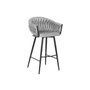 DKD Home Decor Taburete de Poliéster y Metal Gris y Negro