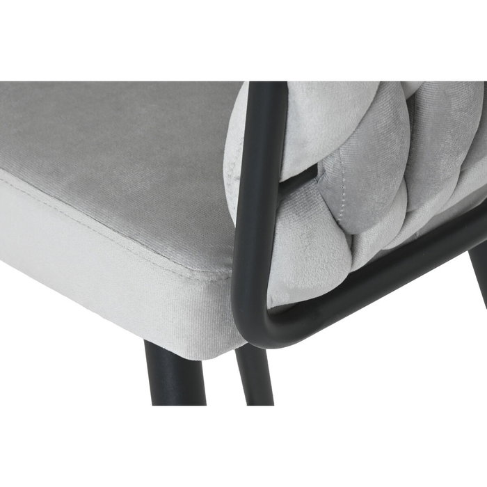 DKD Home Decor Taburete de Poliéster y Metal Gris y Negro DKD Home Decor Taburete de Poliéster y Metal Gris y Negro