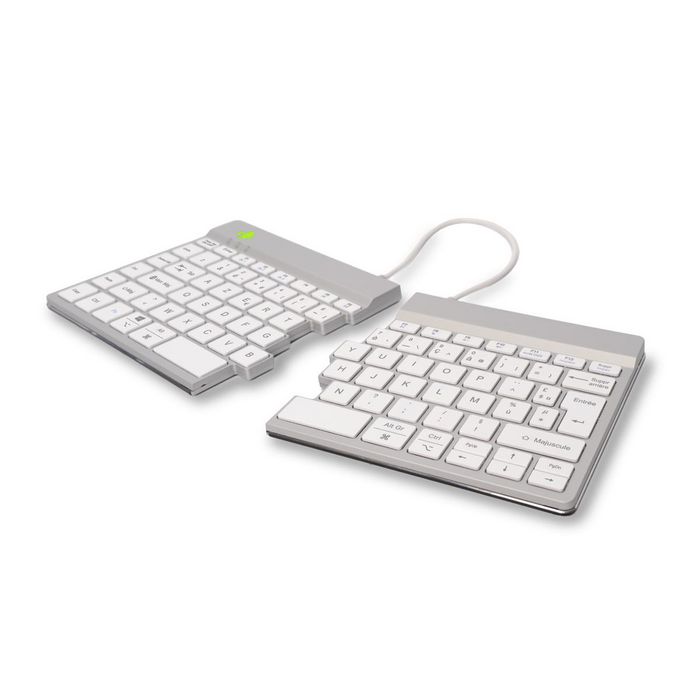 R-Go Tools R-Go Split Break Teclado Ergonómico Split con Software de Pausa, AZERTY (FR), Bluetooth, Blanco