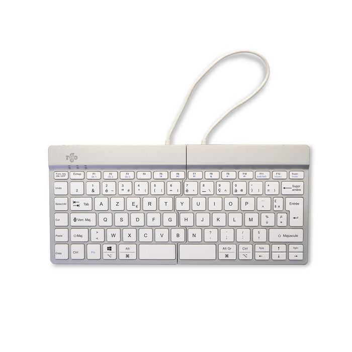 R-Go Tools R-Go Split Break Teclado Ergonómico Split con Software de Pausa, AZERTY (FR), Bluetooth, Blanco