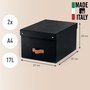 Leitz 61490095 PACK 2 CAJAS ALMACENAMIENTO CARTÓN MEDIANA NEGRO 17L FSC TAPA EXTRAÍBLE ASA TRANSPORTE