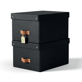Leitz 61490095 PACK 2 CAJAS ALMACENAMIENTO CARTÓN MEDIANA NEGRO 17L FSC TAPA EXTRAÍBLE ASA TRANSPORTE