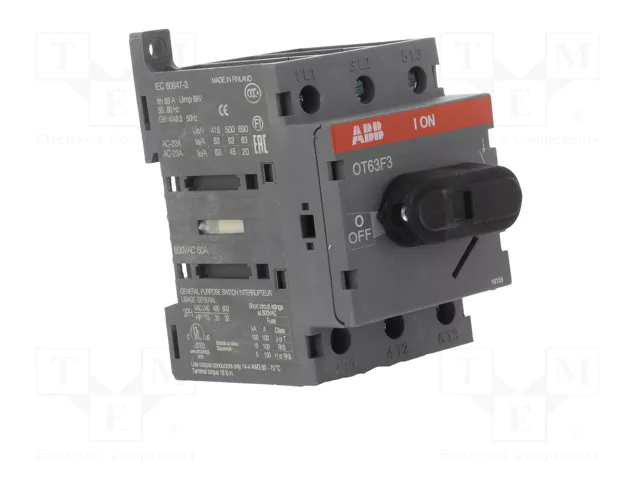 ABB OT63F3 Interruptor de mando 3P Gris IP20