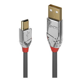 LINDY USB 2.0 Cromo Line Cable USB Tipo A a Mini-B Macho a Macho 2 Metros