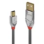 Lindy 36632 Cable USB 2.0 A Macho a Mini-B Macho 2m Gris para Transferencia de Datos 480 Mbit/s
