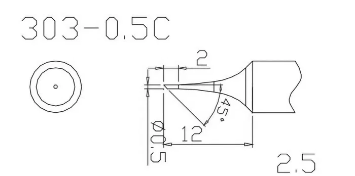QUICK Punta de soldadura tipo horma 0,5mm para estación de soldadura QUICK Punta de soldadura tipo horma 0,5mm para estación de soldadura