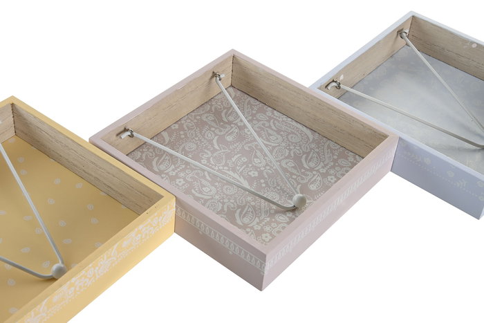 DKD Home Decor Bandana pastel Servilletero Shabby Azul Rosa 18 x 18 x 4 cm (6 Unidades)