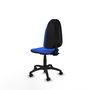 Silla de oficina Algarra con mecanismo Contacto permanente básico tapizada con Tela color Azul. Equipada con Base poliamida negra, Sin brazos y Ruedas autofrenantes