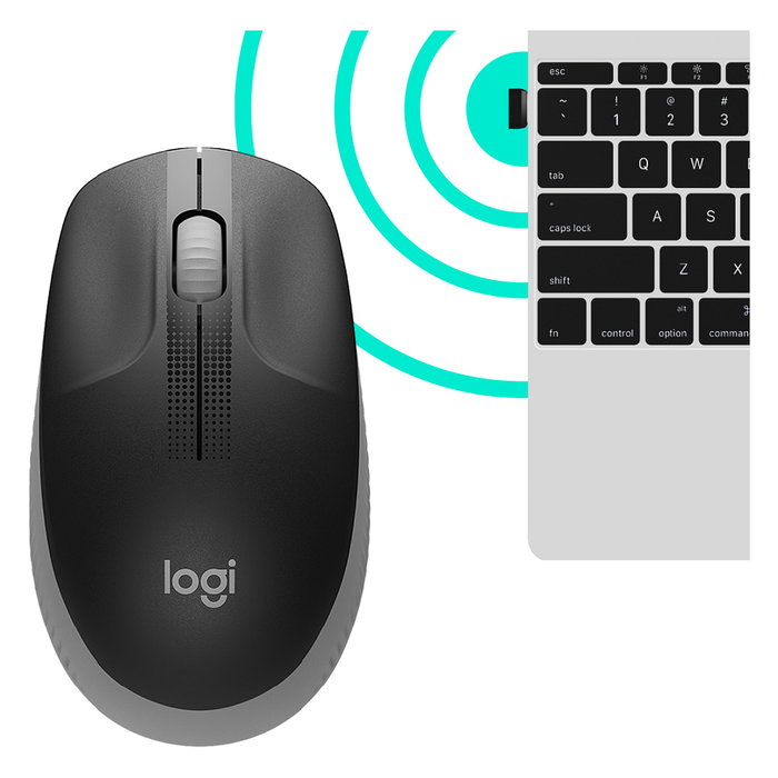 Logitech M190 Ratón Inalámbrico Ergonómico Gris