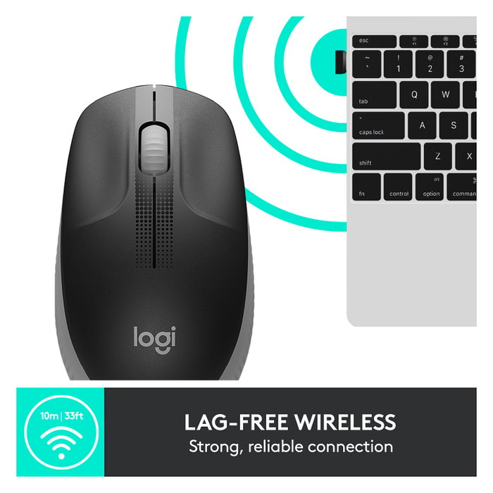 Logitech M190 Ratón Inalámbrico Ergonómico Gris