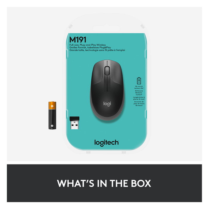 Logitech M190 Ratón Inalámbrico Ergonómico Gris