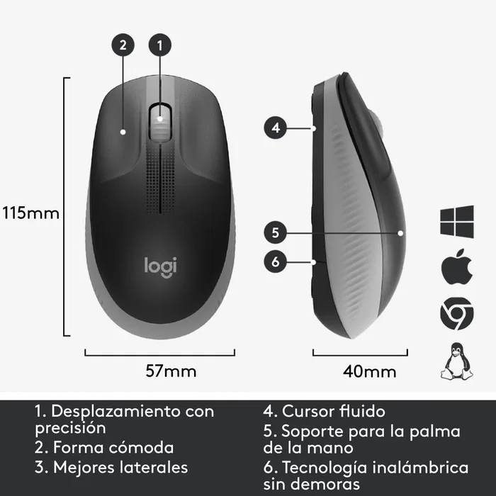 Logitech M190 Ratón Inalámbrico Gris