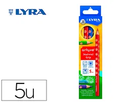 Lyra Lápices de Colores Groove Triangular Minas 4.25 mm Caja 5 Unidades Colores Surtidos Ergonómicos Grip Natural Certificado PEFC