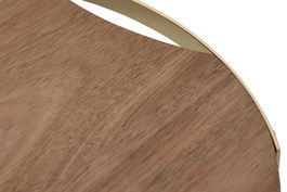 DKD Home Decor Tabla Cortar Acacia y Metal Natural y Dorado 31.3 x 1.4 x 32.3 cm