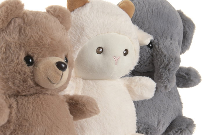 DKD Home Decor Peluche Baby Gris Blanco 15 x 24 x 18 cm (6 Unidades)