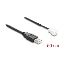 DeLOCK Cable de ventilador USB-A 2.0 a 3-pin Molex 50cm