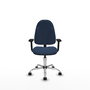 Silla de oficina Algarra con mecanismo Contacto permanente básico tapizada con Similpiel color Azul marino. Equipada con Base cromada, Brazos 2D y Ruedas de nailon 50 mm