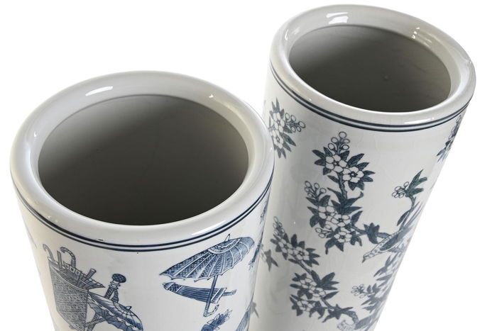 DKD Home Decor Paraguero Blanco Azul Porcelana 20 x 45 x 20 cm (2 Unidades) DKD Home Decor Paraguero Blanco Azul Porcelana 20 x 45 x 20 cm (2 Unidades)