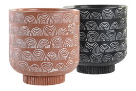 DKD Home Decor Vela para Terraza y Jardín Negro Terracota 14 x 15 x 14 cm (4 Unidades)