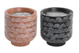 DKD Home Decor Set de 4 Velas de Citronela Negro y Terracota 310g