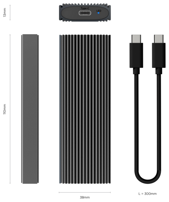 AISENS Caja Externa M.2 NVMe ASM2-023GR Gris USB 3.2 Gen2
