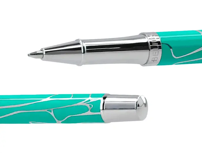 Belius Cocktails Mojito Bolígrafo y Cartera de Aluminio Verde Plateado con Relieve, Tinta Azul, Caja Diseño