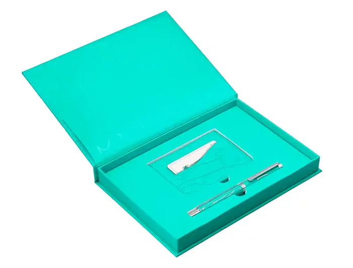 Belius Cocktails Mojito Bolígrafo y Cartera de Aluminio Verde Plateado con Relieve, Tinta Azul, Caja Diseño