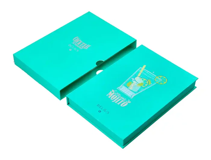 Belius Cocktails Mojito Bolígrafo y Cartera de Aluminio Verde Plateado con Relieve, Tinta Azul, Caja Diseño