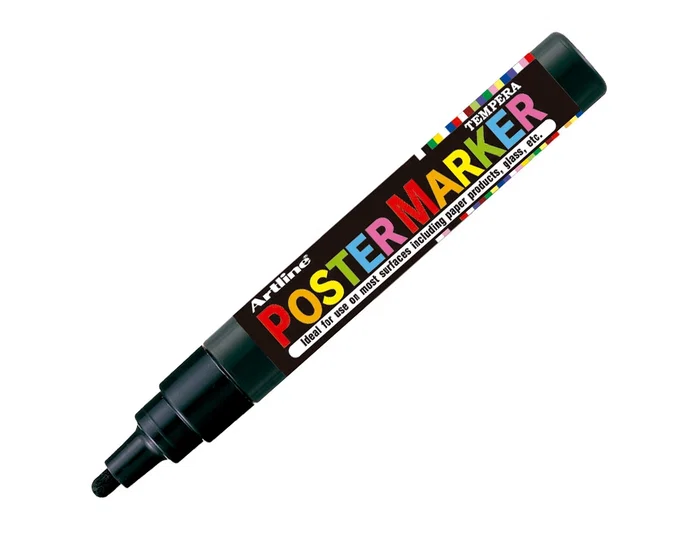 Artline Rotulador EPP-4 Poster Marker Punta Redonda 2 mm Tinta Negra Opaca para Carteleria y Superficies Diversas