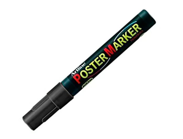 Artline Rotulador EPP-4 Poster Marker Punta Redonda 2 mm Tinta Negra Opaca para Carteleria y Superficies Diversas
