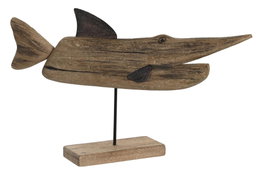DKD Home Decor Figura de Pez en Madera de Paulownia Marrón Desgastado