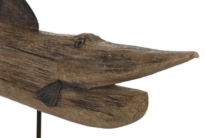 DKD Home Decor Figura de Pez en Madera de Paulownia Marrón Desgastado