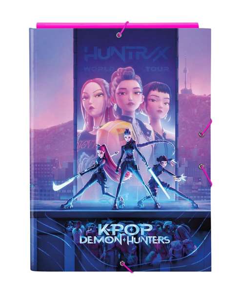 SAFTA Carpeta Kpop Demon Hunters solapas 26x33,5cm tapas duras con gomas elásticas