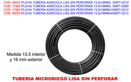 PLUVIA TUBO RIEGO AGRICOLA CIEGO 13,5x16MMx100MT
