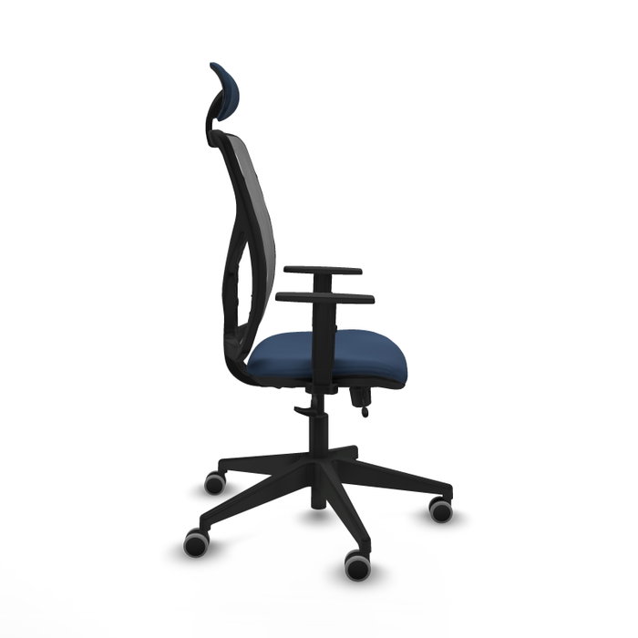 PIQUERAS Y CRESPO Silla de oficina Motilla con mecanismo Sincro/Traslack, azul marino y gris