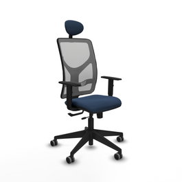 PIQUERAS Y CRESPO Silla de oficina Motilla con mecanismo Sincro/Traslack, azul marino y gris