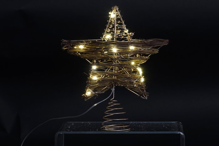 DKD Home Decor Estrella LED Fibra Natural y Dorado 20x5x25 cm