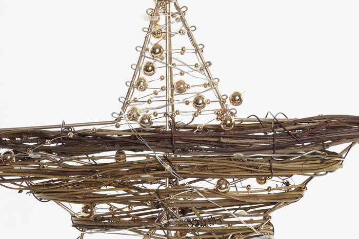 DKD Home Decor Estrella LED Fibra Natural y Dorado 20x5x25 cm