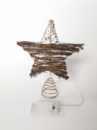 DKD Home Decor Estrella LED Fibra Natural y Dorado 20x5x25 cm