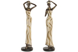 DKD Home Decor Figura de Resina Africana Surtido de 2 Unidades