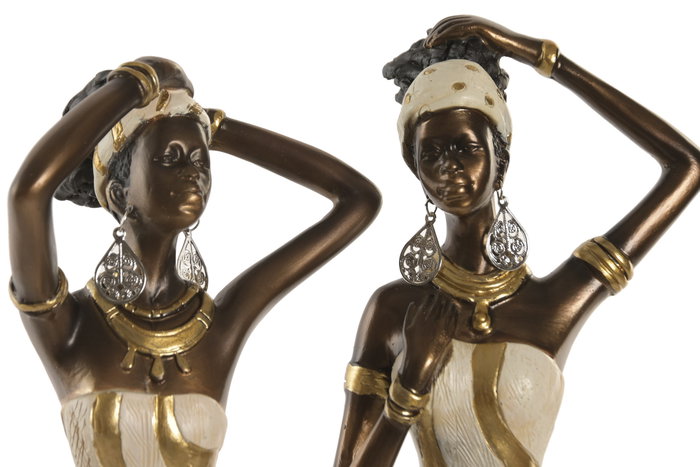 DKD Home Decor Figura de Resina Africana Surtido de 2 Unidades