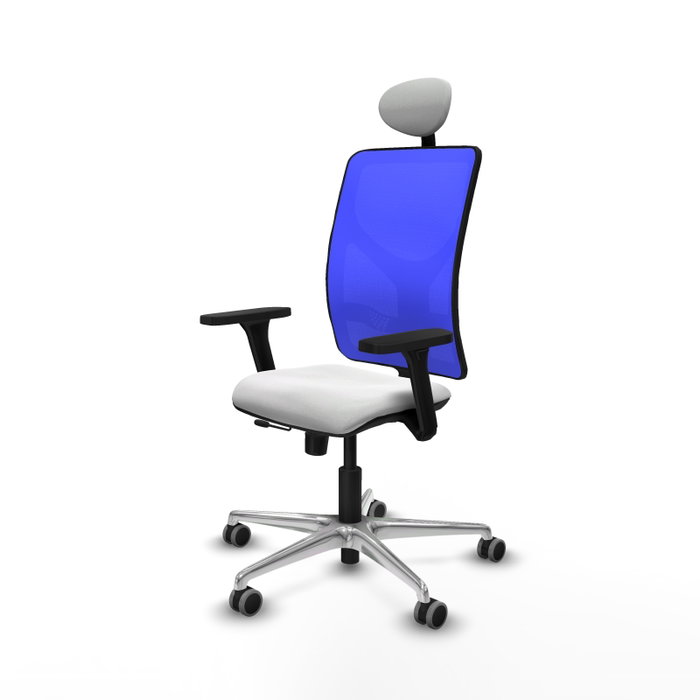PIQUERAS Y CRESPO Silla de oficina Motilla con mecanismo Sincro/Traslack, Azul y Blanco