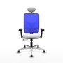 PIQUERAS Y CRESPO Silla de oficina Motilla con mecanismo Sincro/Traslack, Azul y Blanco