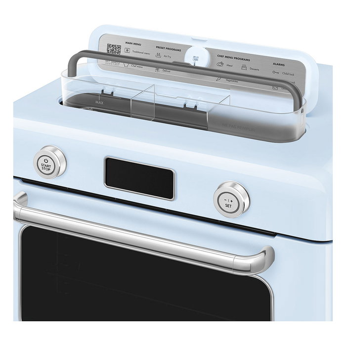 Smeg COF01PBEU Mini Horno Vintage Pastellblau 30L 1800W con Vapor, 3 Estantes, Azul
