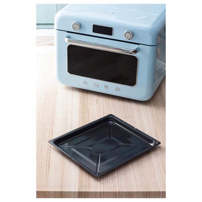 Smeg COF01PBEU Mini Horno Vintage Pastellblau 30L 1800W con Vapor, 3 Estantes, Azul