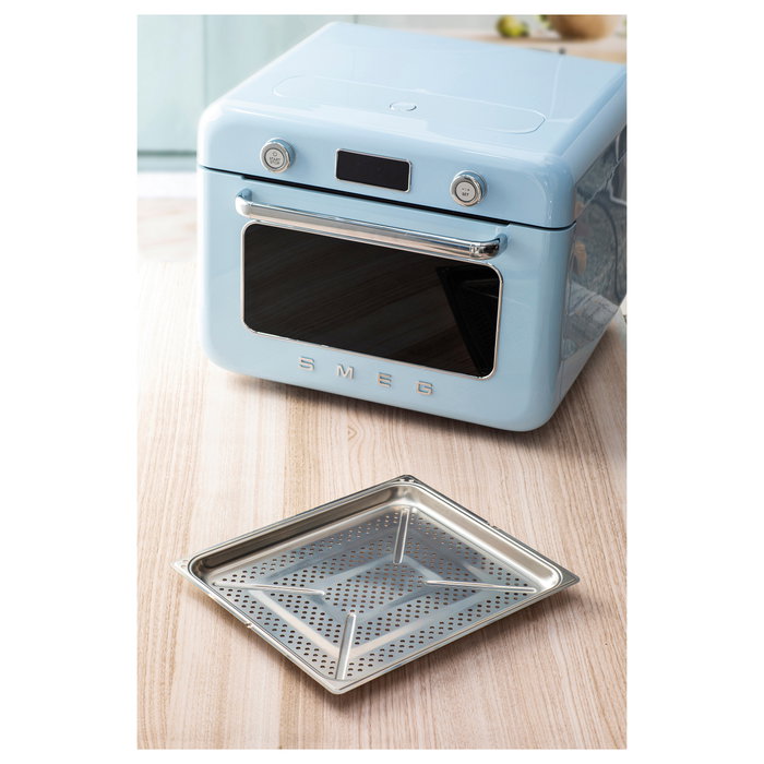 Smeg COF01PBEU Mini Horno Vintage Pastellblau 30L 1800W con Vapor, 3 Estantes, Azul
