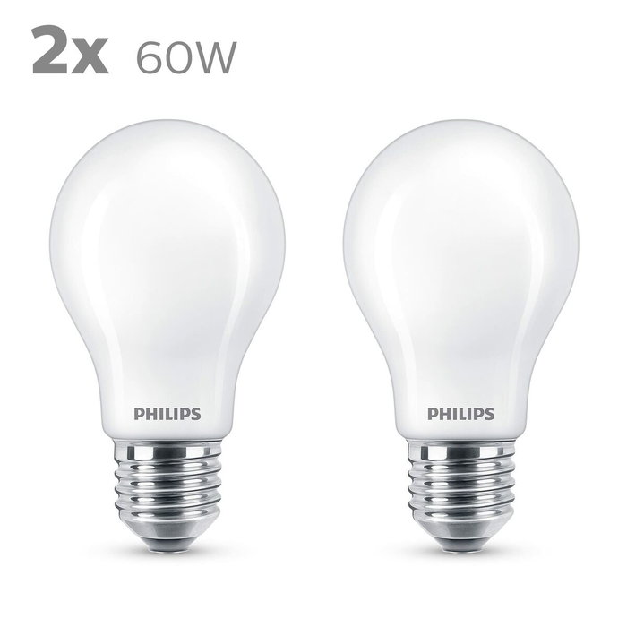 Philips Bombilla LED Equivalente 60 W E27 Blanco cálido, Juego de 2