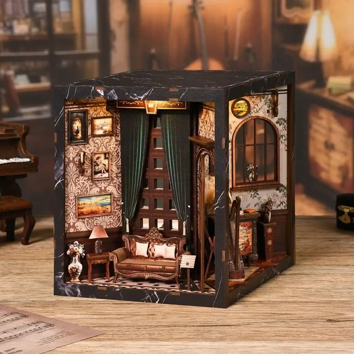 Nookland Book Nook - Kit de Bricolaje para Construir un Sujetalibros Decorativo en 3D, Nook Cube
