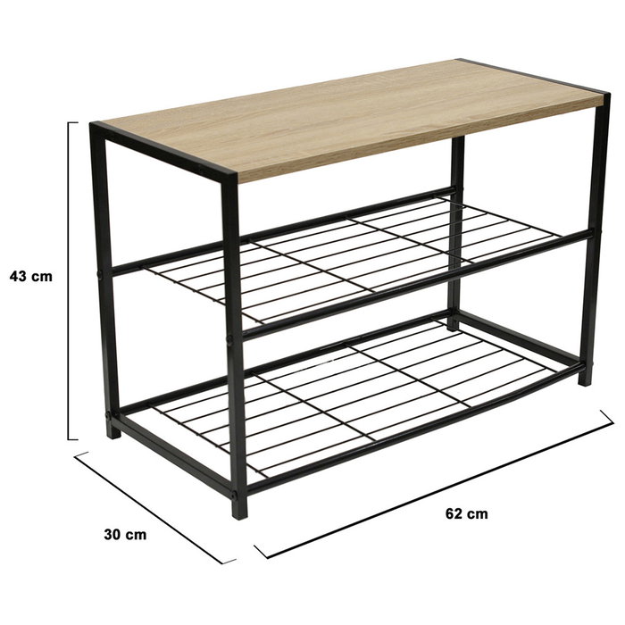 Home Deco Factory Banco Zapatero Negro 62x30x43 cm