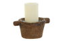DKD Home Decor Surtido de 4 Portavelas de Madera Estilo Antiguo
